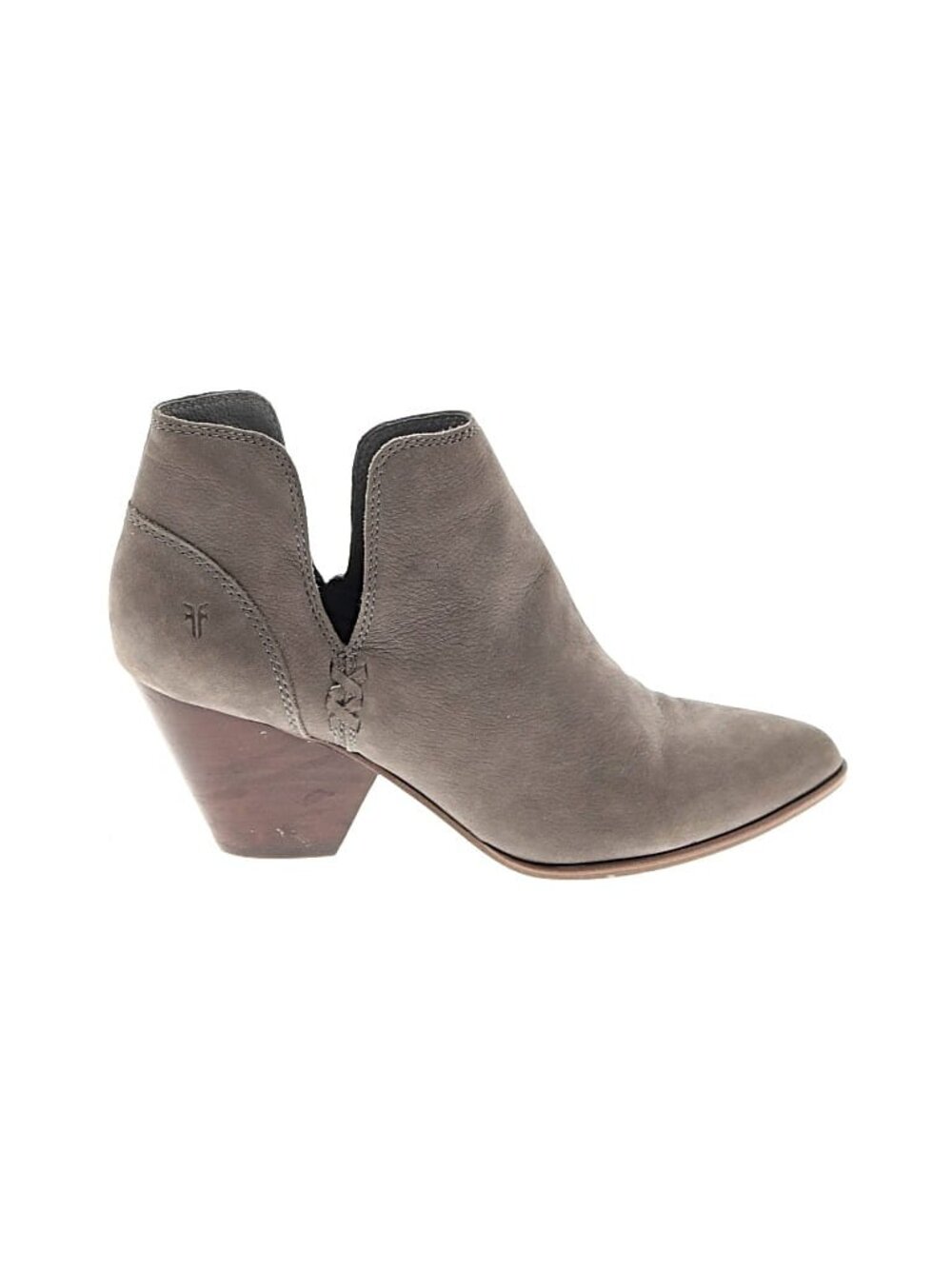 FRYE Reina Nubuck Leather Ankle Booties Boots 8M Gray Cut Out Western Festival